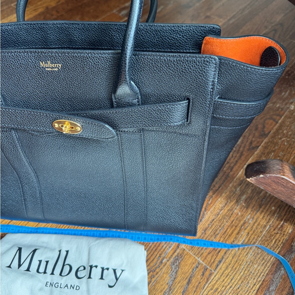 Mulberry Black Leather Tote with Orange Interior - Picture 10 of 12